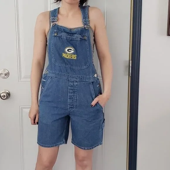 90s/Y2K Green Bay Packers Shortalls - Picture 1 of 4